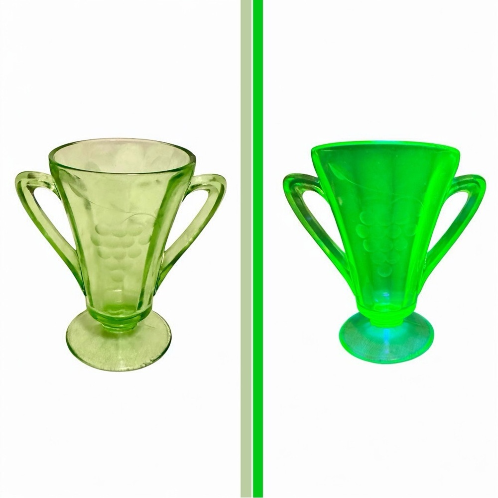 💚Antique Uranium Vaseline Glass Goblet